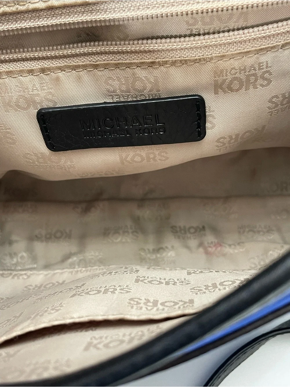Michael Kors Blue Leather Crossbody Bag MK Logo Flap Chain Strap Shoulder